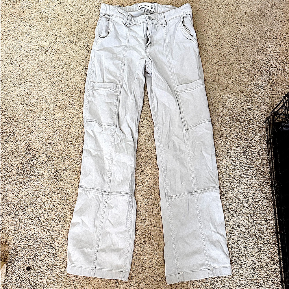 abercrombie kids Light Gray Wide-Leg Cargo Jeans